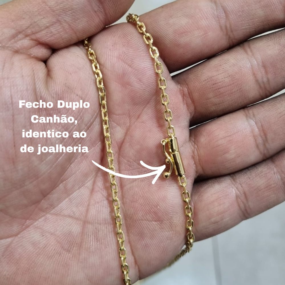 Corrente Cadeado 2mm - Banhada a Ouro 18k