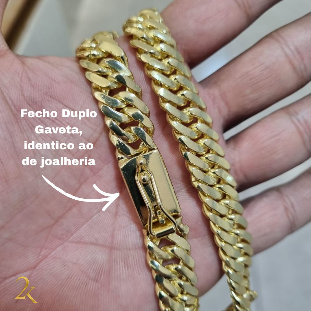 Corrente Grumet Dupla 13mm - Banhada a Ouro 18k