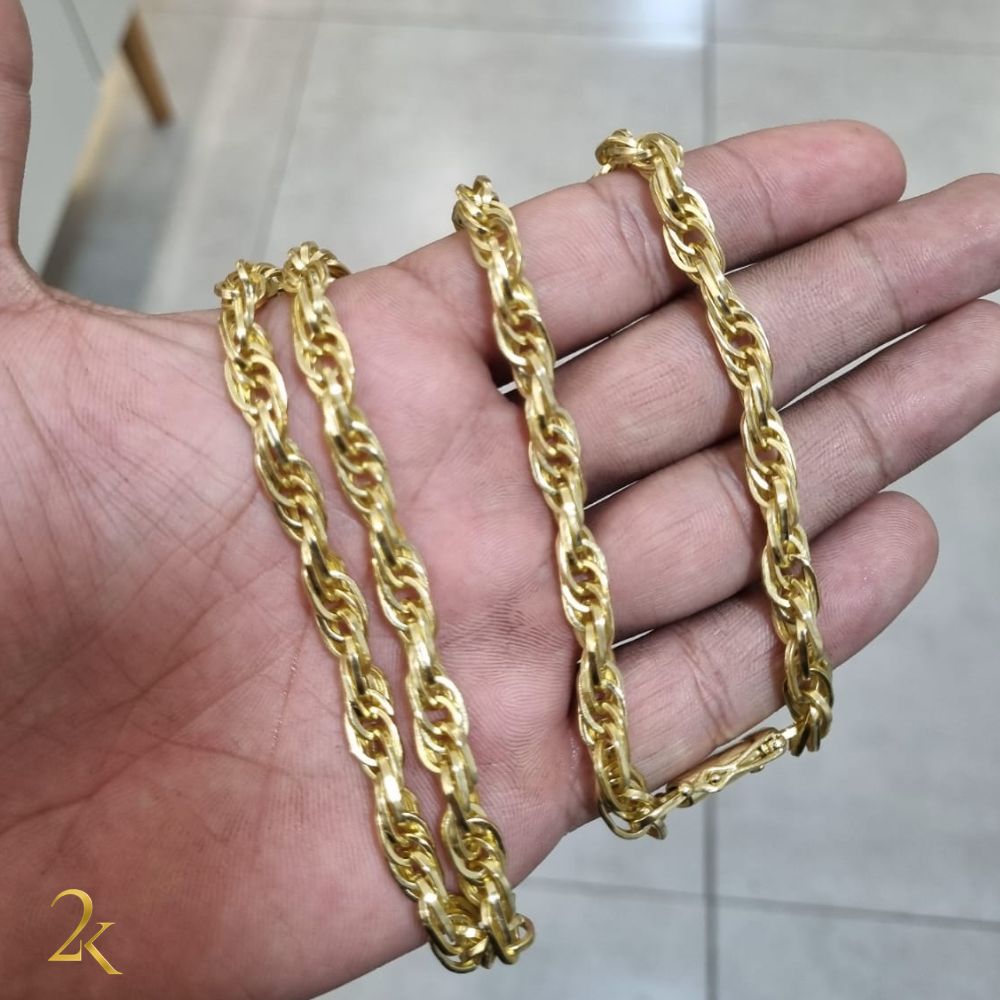 Corrente Meia Corda 6mm - Banhada a Ouro 18k