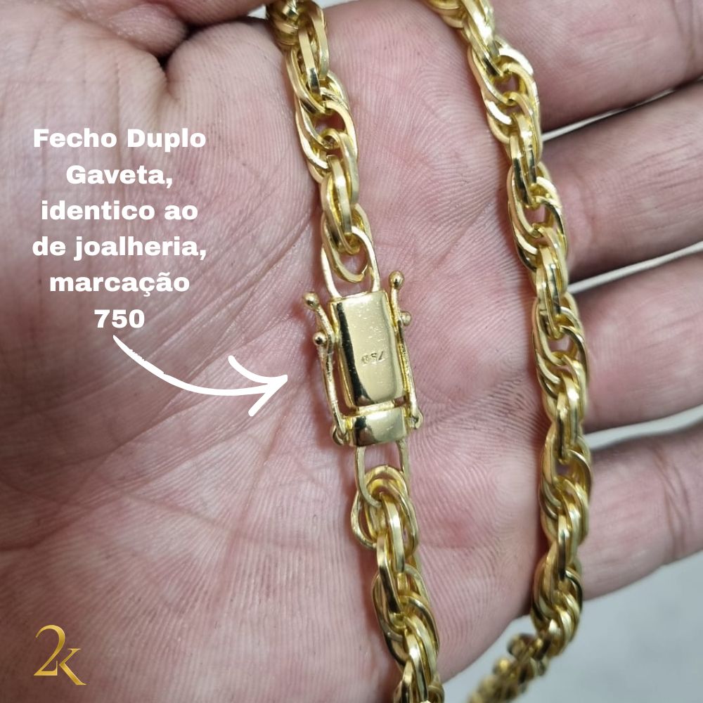 Corrente Meia Corda 6mm - Banhada a Ouro 18k