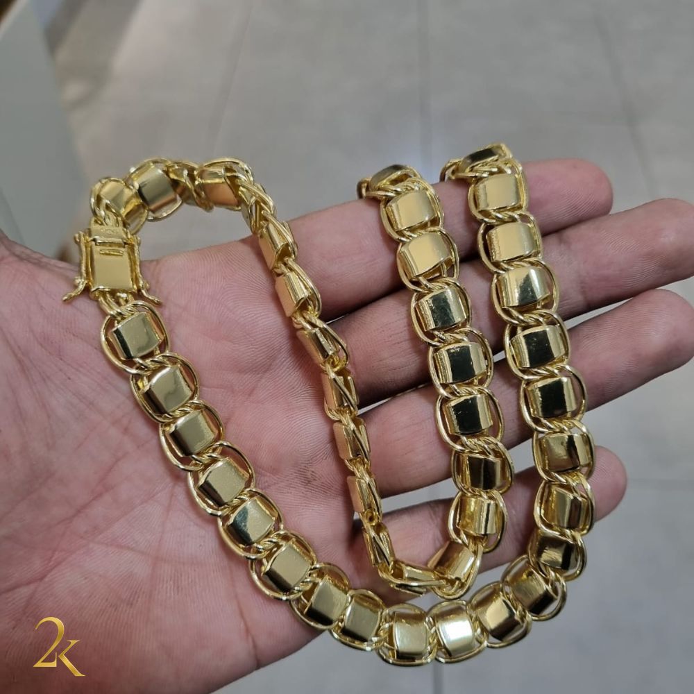 Corrente Dubai 10mm - Banhada a Ouro 18k