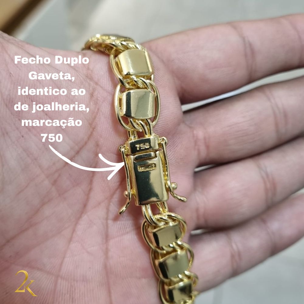 Corrente Dubai 10mm - Banhada a Ouro 18k