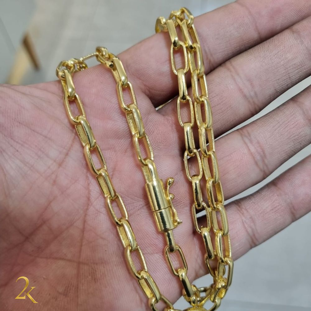 Corrente Meia Cana 6mm - Banhada a Ouro 18k