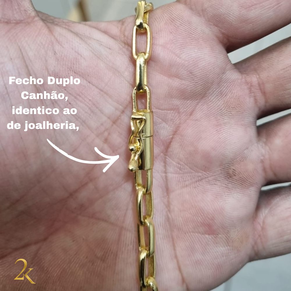 Corrente Meia Cana 6mm - Banhada a Ouro 18k