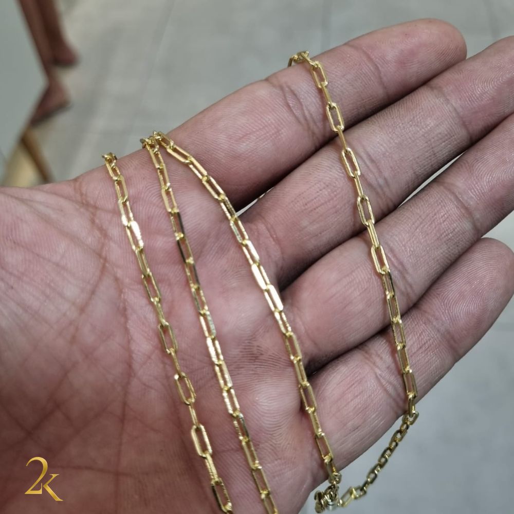 Corrente Cadeado Alongado - Banhado a Ouro 18k