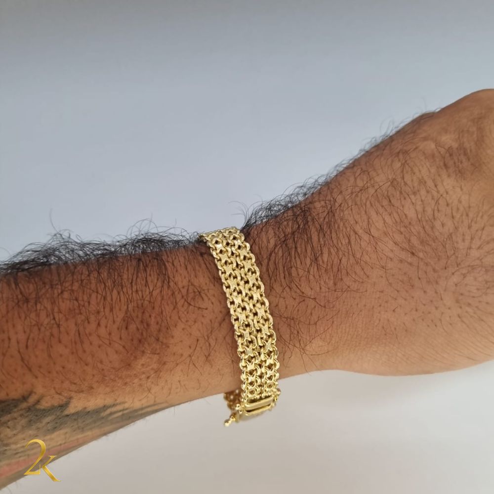 Pulseira Cadeado Esteira 10mm - Banhada a Ouro 18k