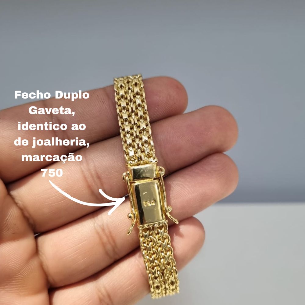 Pulseira Cadeado Esteira 10mm - Banhada a Ouro 18k