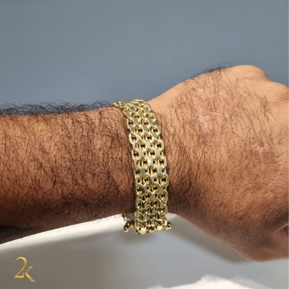 Pulseira Cadeado Esteira 16mm - Banhado a Ouro 18k