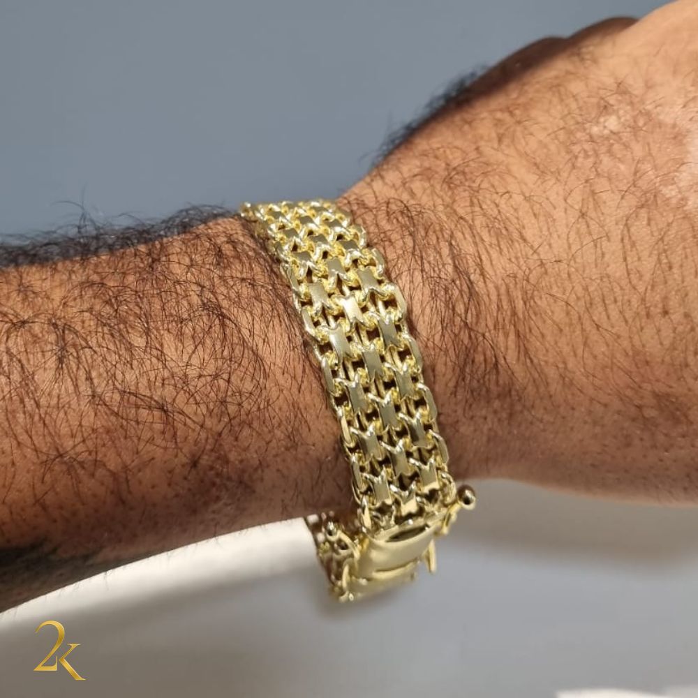 Pulseira Cadeado Esteira 16mm - Banhado a Ouro 18k