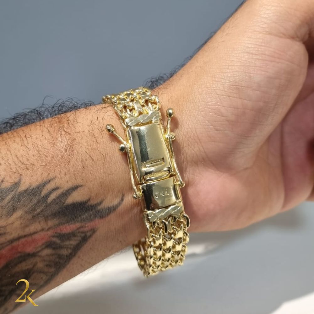 Pulseira Cadeado Esteira 16mm - Banhado a Ouro 18k