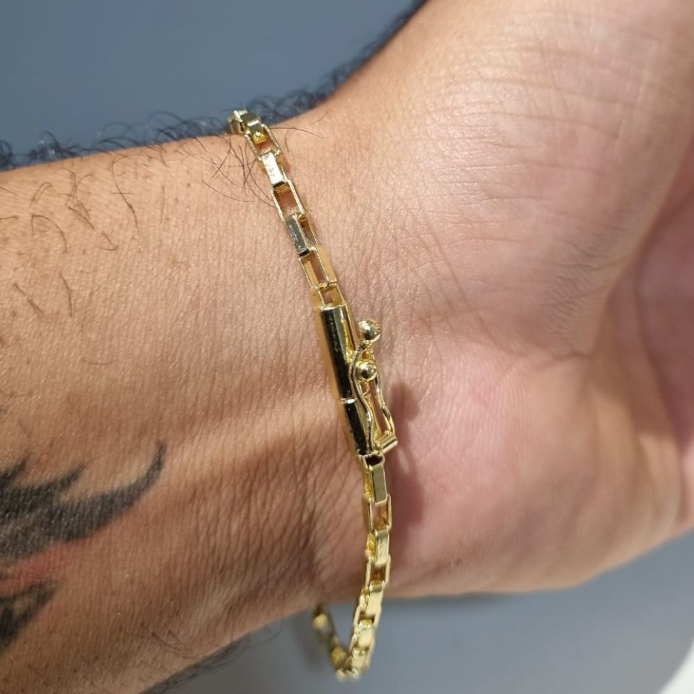 Pulseira Tijolinho 4mm - Banhada a Ouro 18k