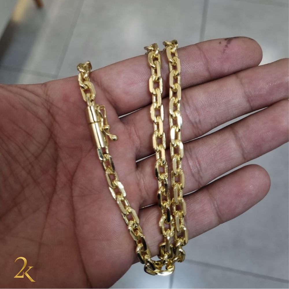 Corrente Cadeado 6mm - Banhado a Ouro 18k