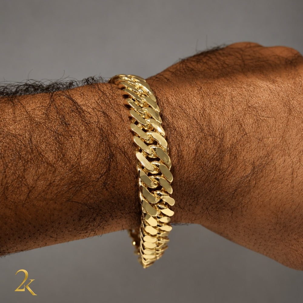 Pulseira Grumet Dupla 13mm - Banhada a Ouro 18k