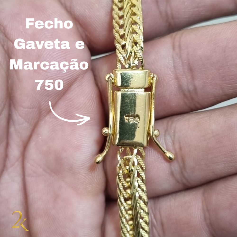 Corrente Raposa 8mm - Banhada a Ouro 18k