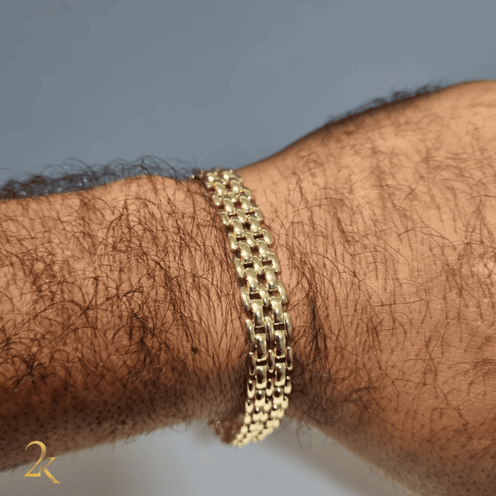 Pulseira Elo Americano 8mm - Banhado a Ouro 18k
