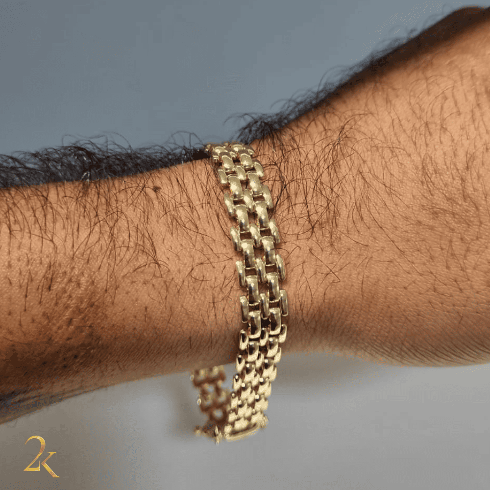 Pulseira Elo Americano 8mm - Banhado a Ouro 18k