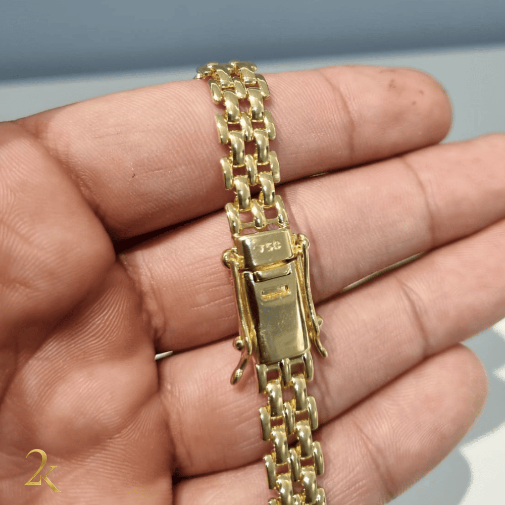 Pulseira Elo Americano 8mm - Banhado a Ouro 18k