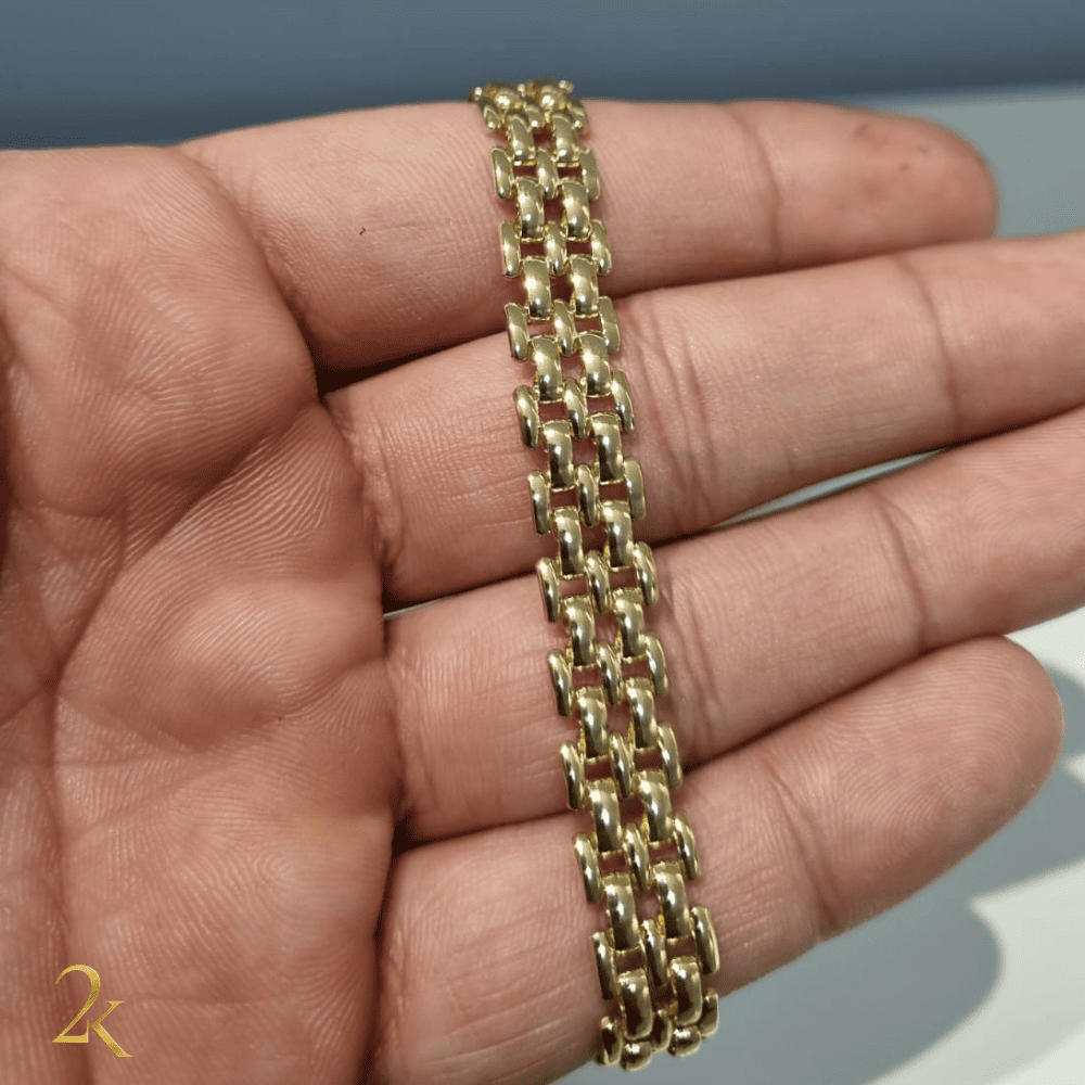 Pulseira Elo Americano 8mm - Banhado a Ouro 18k