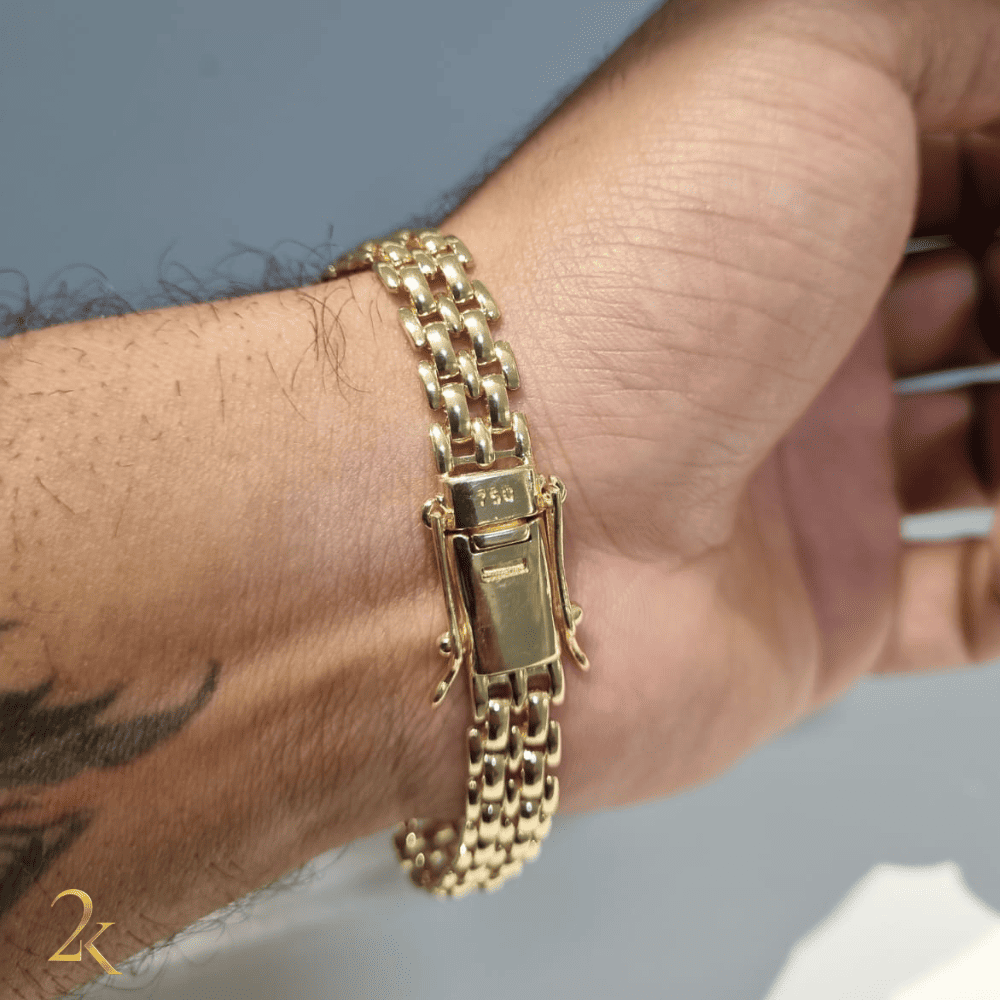 Pulseira Elo Americano 8mm - Banhado a Ouro 18k