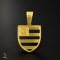 Pingente Escudo Rubro-Negro Premium – Banhado a Ouro 18K