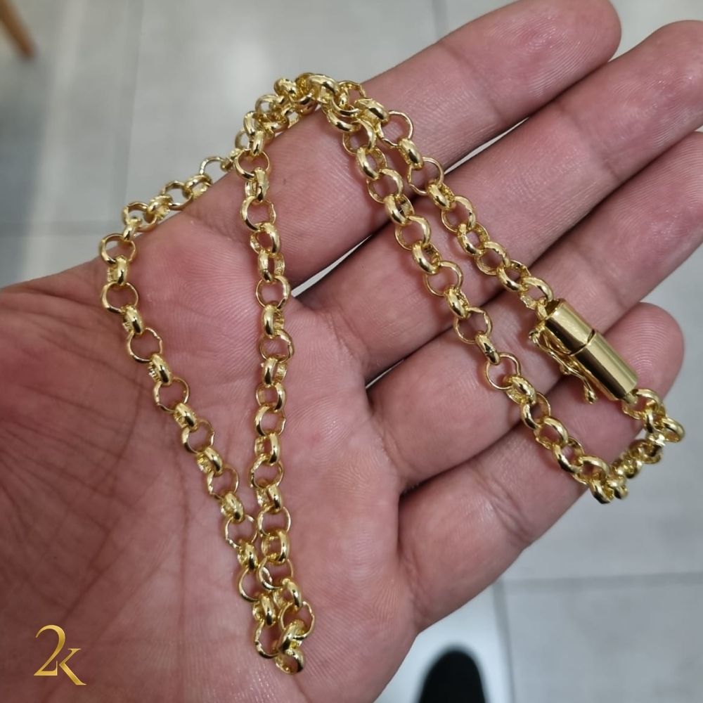 Corrente Elo Português 5mm - Banhada a Ouro 18k