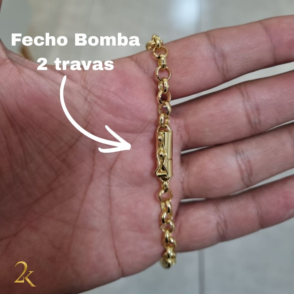 Corrente Elo Português 5mm - Banhada a Ouro 18k