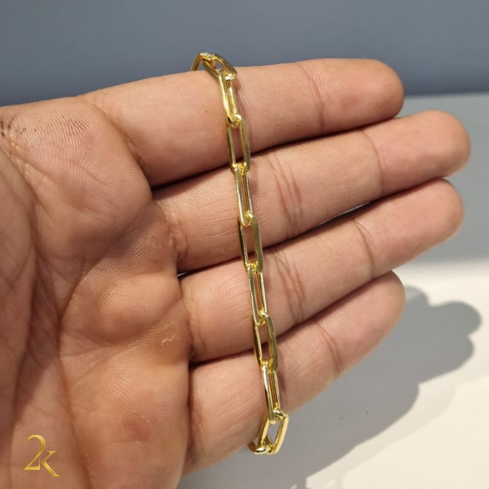 Pulseira Cadeado Alongado 6mm - Banhado a Ouro 18k