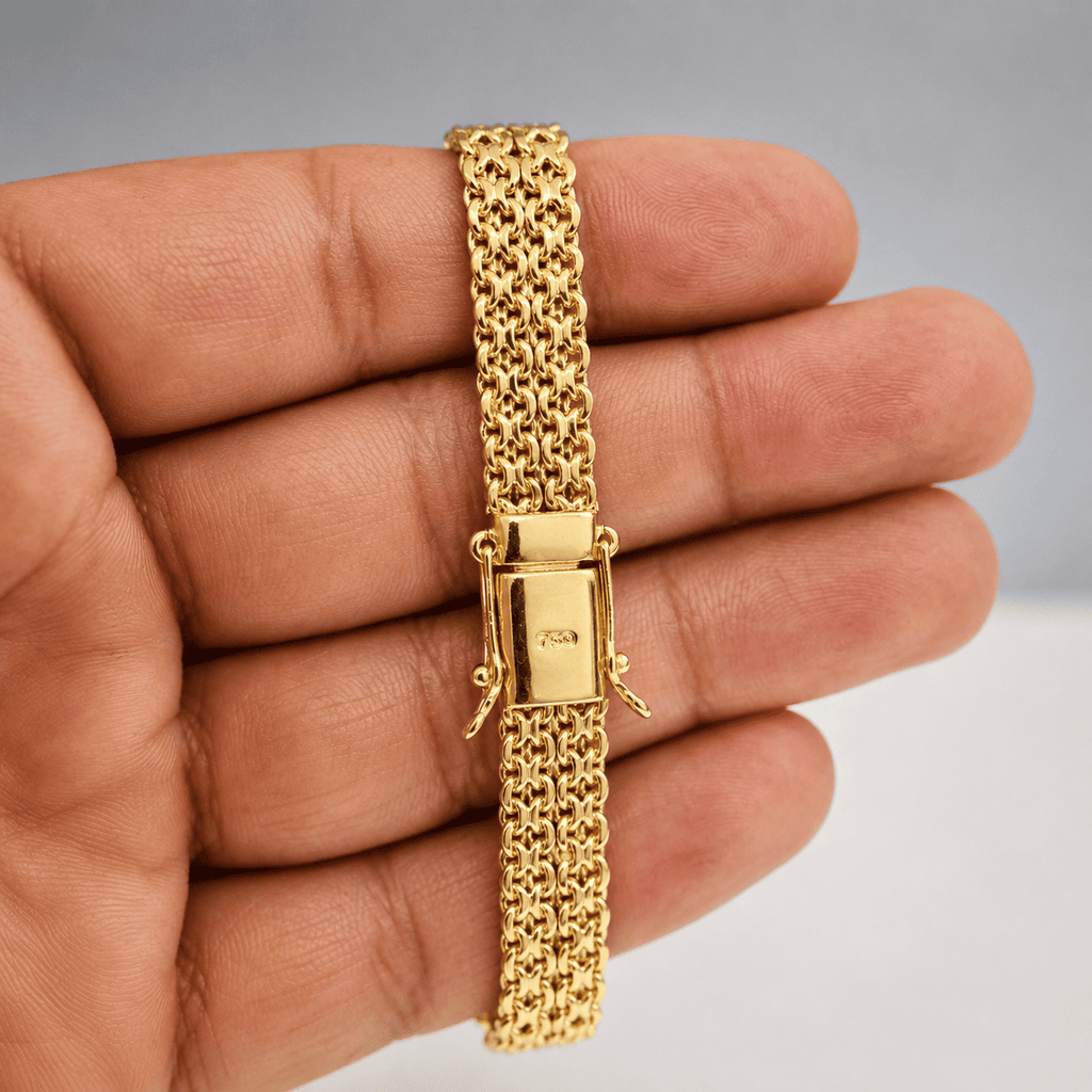 Pulseira Cadeado Esteira 10mm - Banhada a Ouro 18k