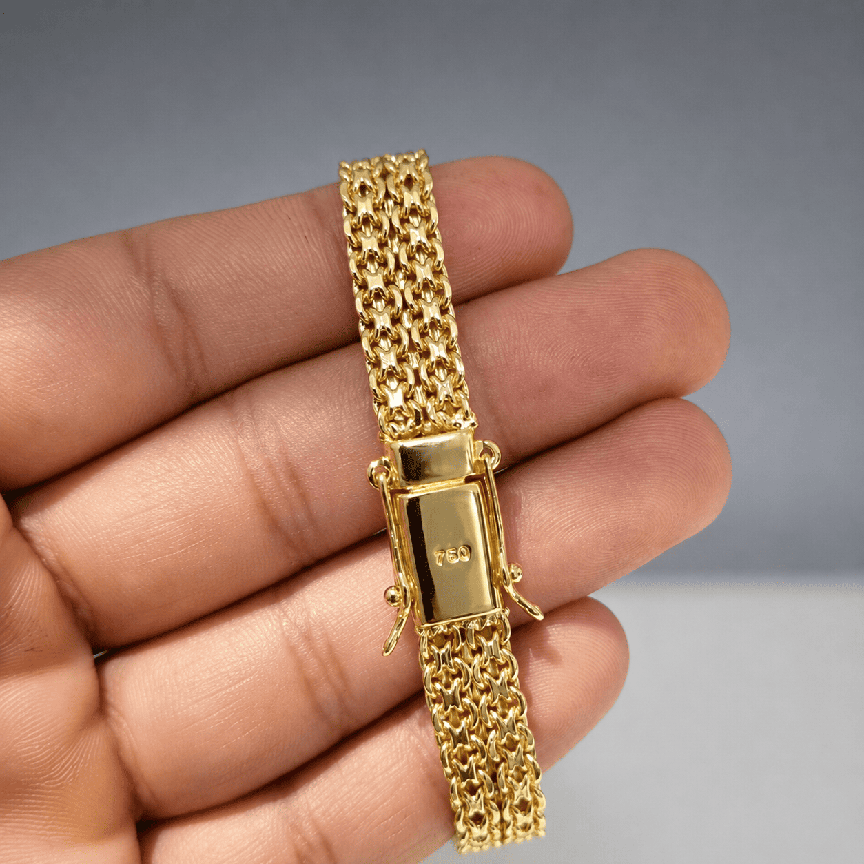 Pulseira Cadeado Esteira 10mm - Banhada a Ouro 18k