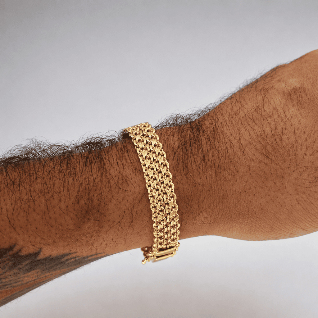 Pulseira Cadeado Esteira 10mm - Banhada a Ouro 18k