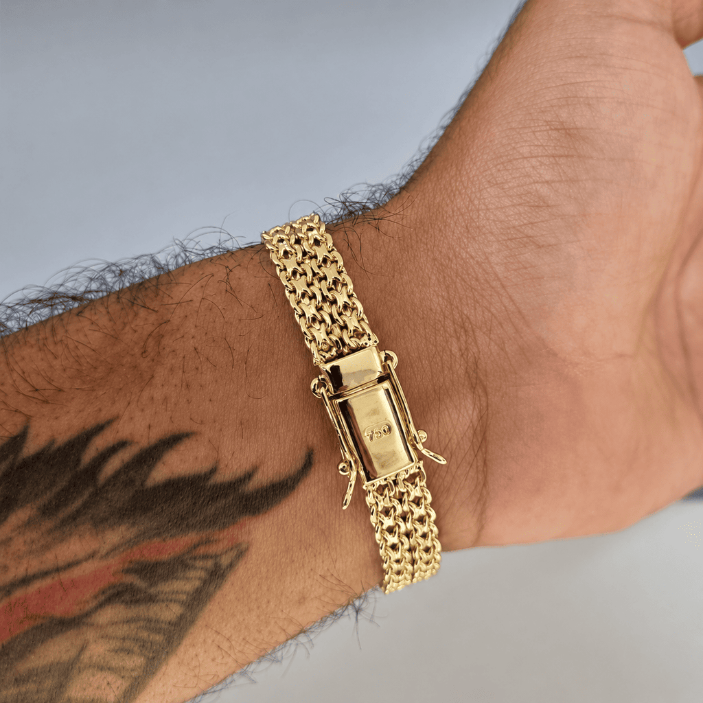 Pulseira Cadeado Esteira 10mm - Banhada a Ouro 18k